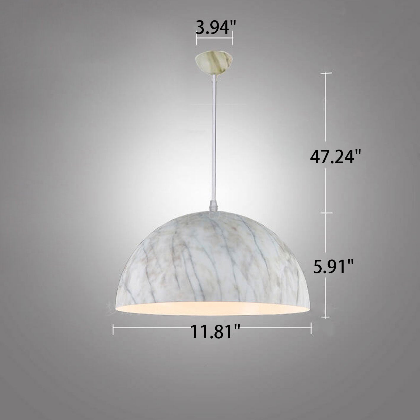 Nordic Minimalist Marbled Semicircle 1-light Pendant Light BulbSquare