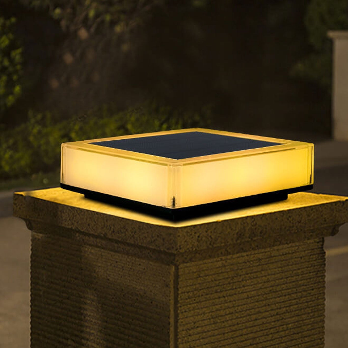 Modern Solar RGB Square Post Head Light Outdoor Garden Landscape Light Lumendat
