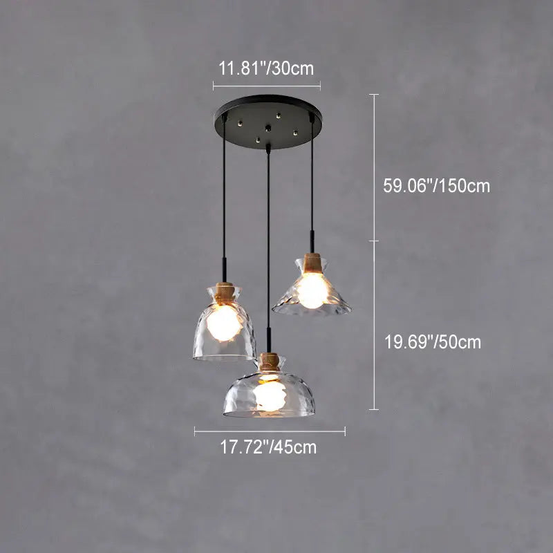 Nordic Clear Rippled Glass Shaded 1-light Pendant Light Lumendat