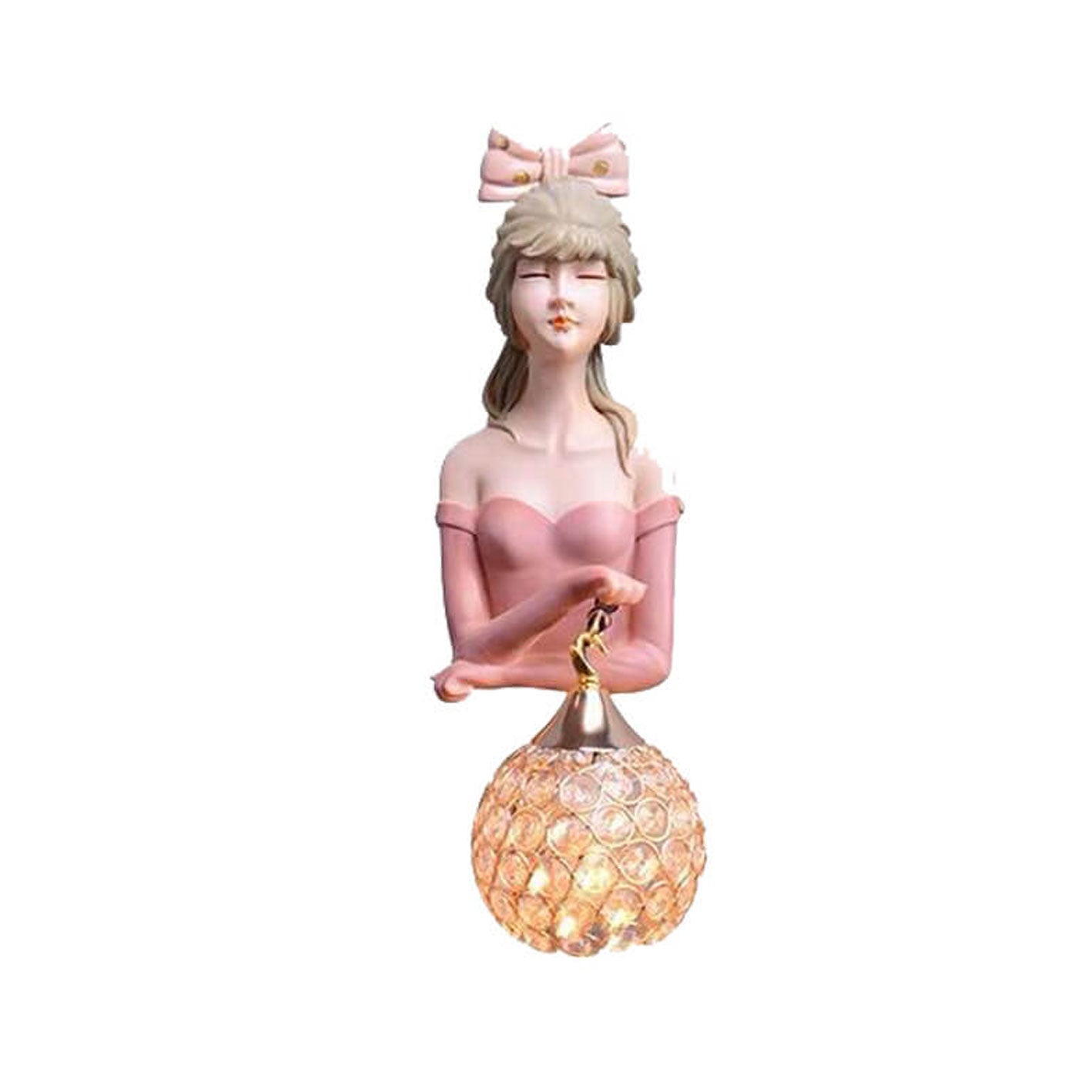 Lumendat Creative Girl Painted Resin Glass Kids 1-Light Wall Sconce Lamp Lumendat