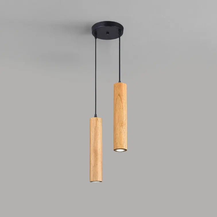 Modern Minimalist Wood Cylinder LED Pendant Light Lumendat