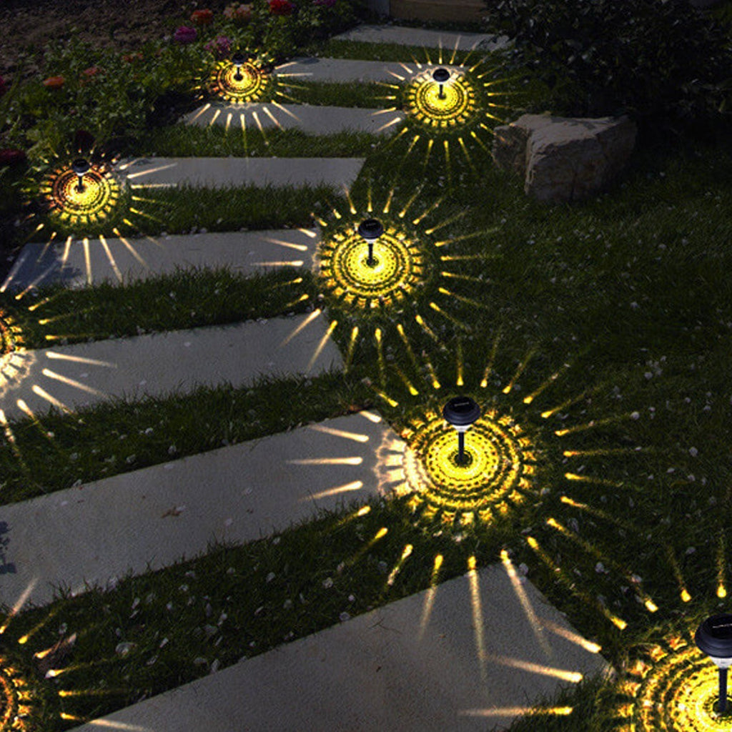 Solar Waterproof Circular Divergent Light Shadow Design LED Outdoor Garden Decorative Light Lumendat
