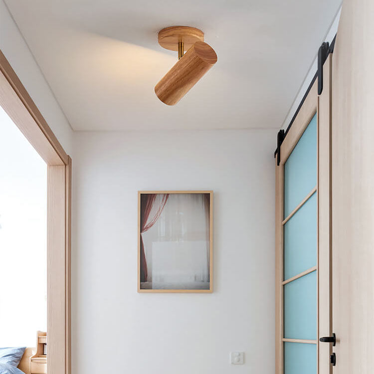 Japanese Minimalist Solid Wood Spotlight Track 1/3/4 Light Flush Mount Ceiling Light Lumendat