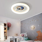 Lumendat Contemporary Creative Kids Round Rocket Astronaut Iron Acrylic LED Flush Mount Ceiling Light For Bedroom Lumendat