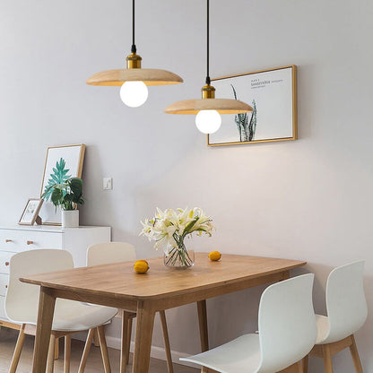 Nordic Modern Minimalist Solid Wood Disc 1-light Pendant Light
