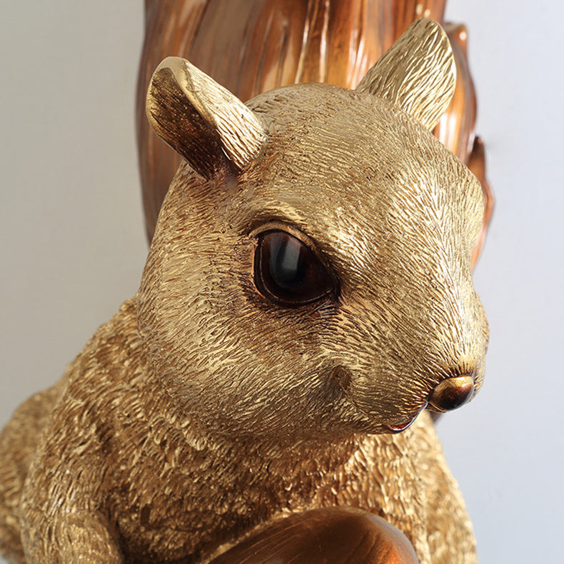 Lumendat Traditional European Kids Squirrel Ball Crystal Resin 1-Light Wall Sconce Lamp For Bedside Lumendat