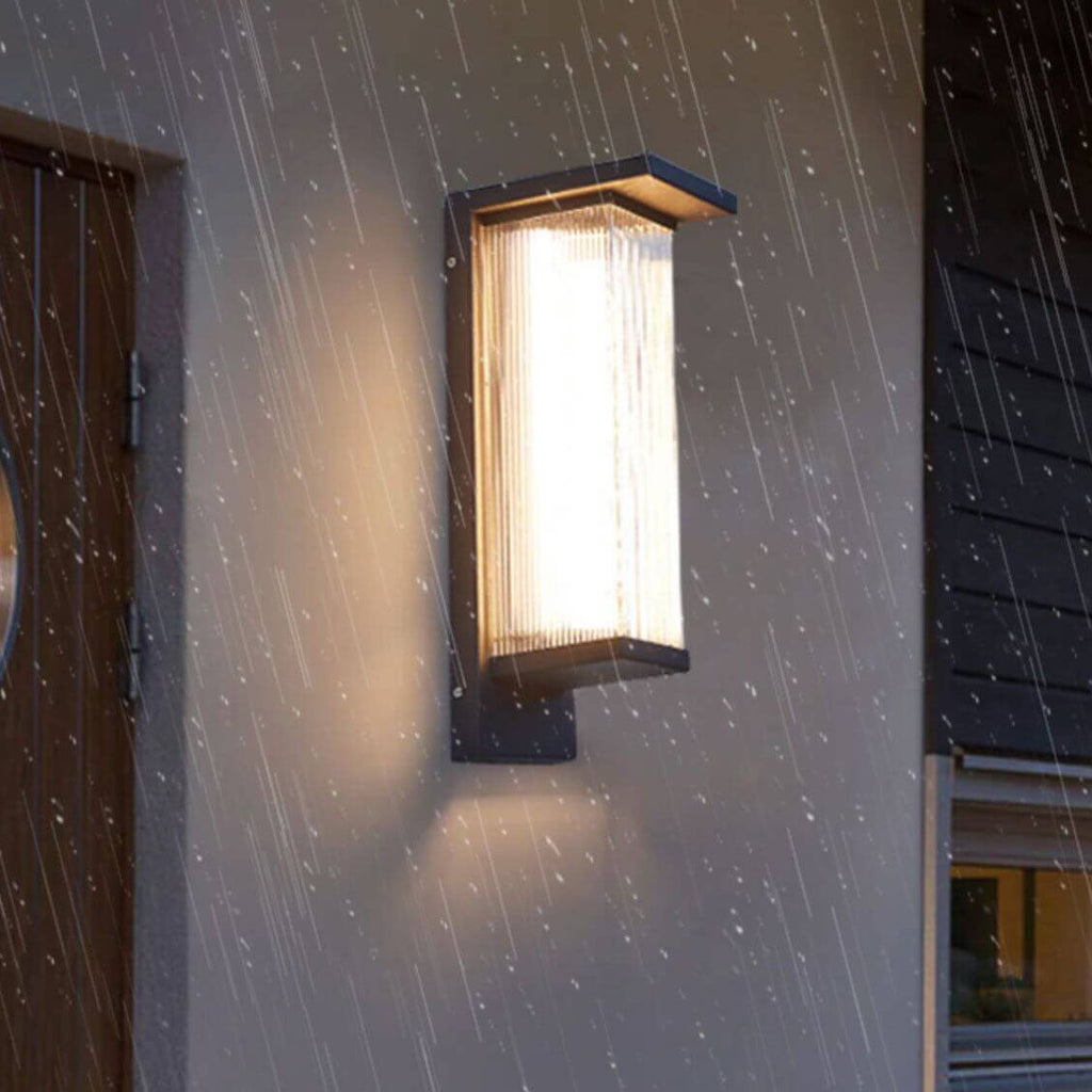 Industrial Waterproof Rectangular PC Striped Shade LED Outdoor Wall Sconce Lamp Lumendat