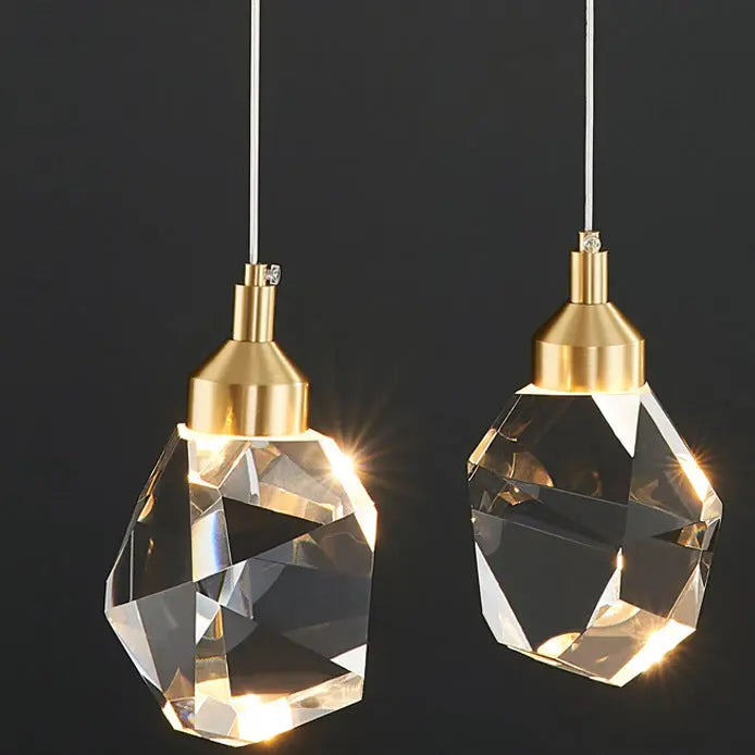 Modern Luxury Sparkling Crystal Stone Iron LED Pendant Light for Living Room BulbSquare