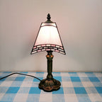 European Vintage Tiffany Square Stained Glass Iron 1-Light Table Lamp Lumendat