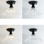 Nordic Vintage Glass Floral Round Geometry 1-Light Semi-Flush Mount Ceiling Light Lumendat