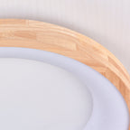 Nordic Minimalist Log Wood Round LED Flush Mount Ceiling Light Lumendat