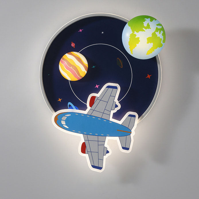 Lumendat Cartoon Creative Aircraft Space LED Kids Flush Mount Ceiling Light Lumendat