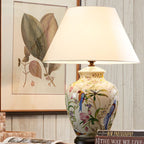 Modern Retro Ceramic Idyllic Flower and Bird 1-Light Table Lamp Lumendat