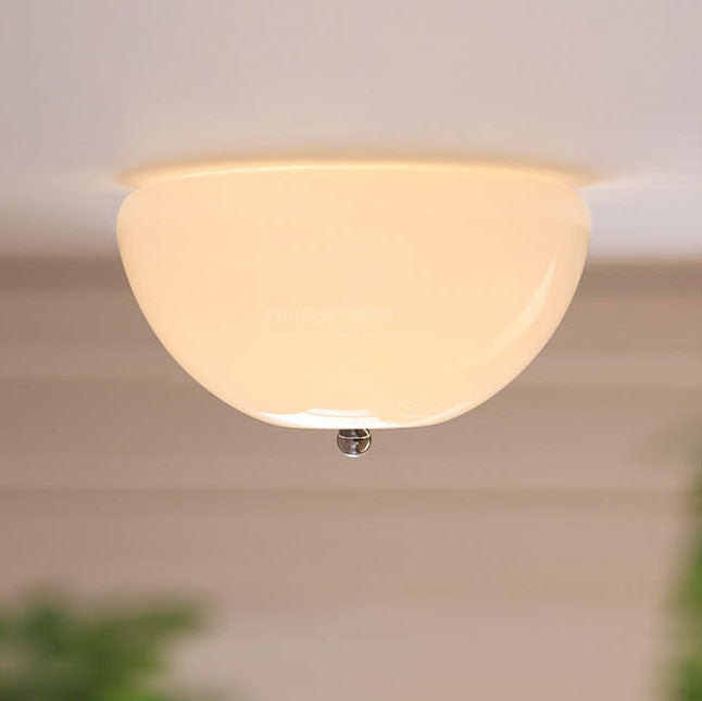 Nordic Minimalist Iron Round Glass Shade 4-light Flush Mount Ceiling Light