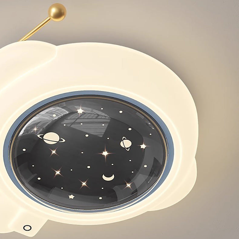 Lumendat Modern Art Deco Kids Iron PE Astronaut Round LED Flush Mount Ceiling Light For Bedroom Lumendat