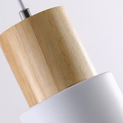 Contemporary Nordic Cylinder Metal Wood 1-light Pendant Light for Living Room