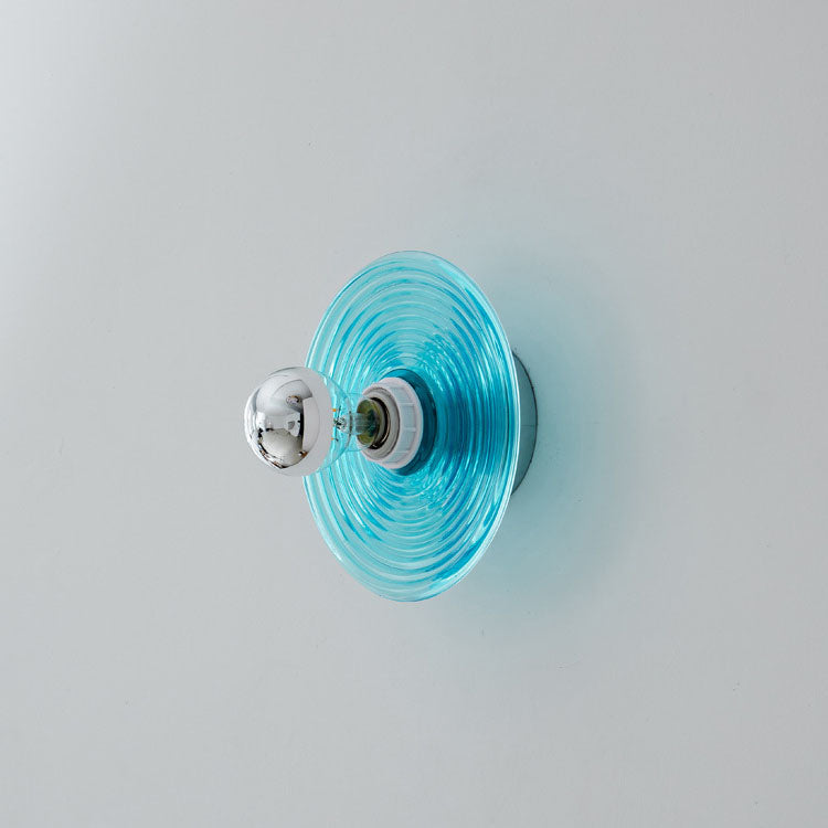 Modern Art Deco Wave Pattern Round Glass 1-Light Wall Sconce Lamp For Bedroom Lumendat