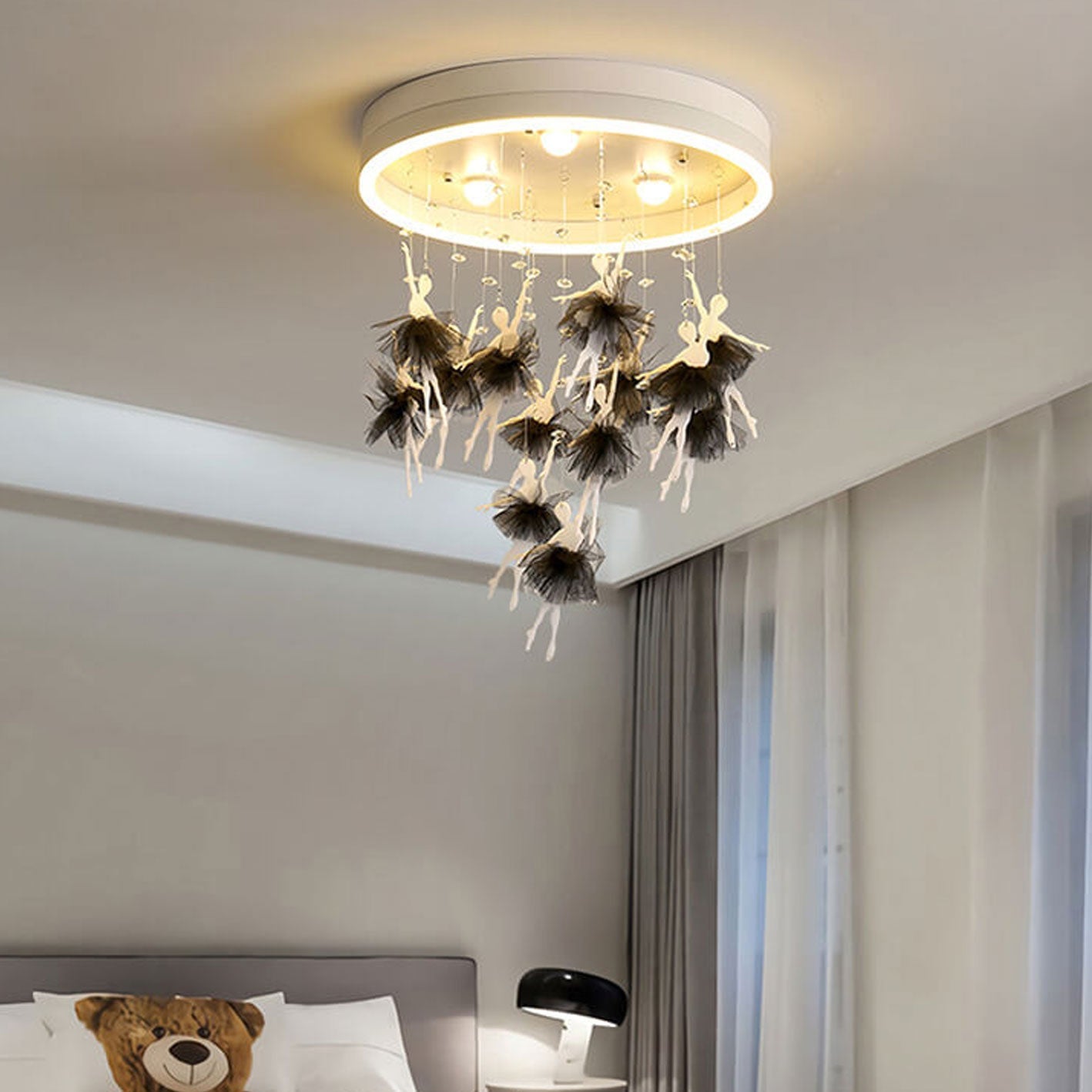 Modern Creative Cartoon Round Bird / Skirt Hanging LED Flush Mount Ceiling Light Lumendat