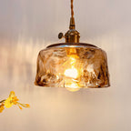 Traditional Vintage Amber Square Glass Brass 1-light Pendant Light for Living Room BulbSquare