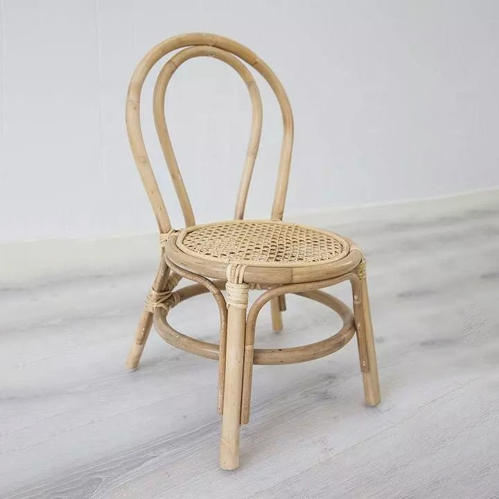 Lumendat Traditional Japanese Round Rattan Weaving Footstool Kids Backrest Chair For Entryways Lumendat
