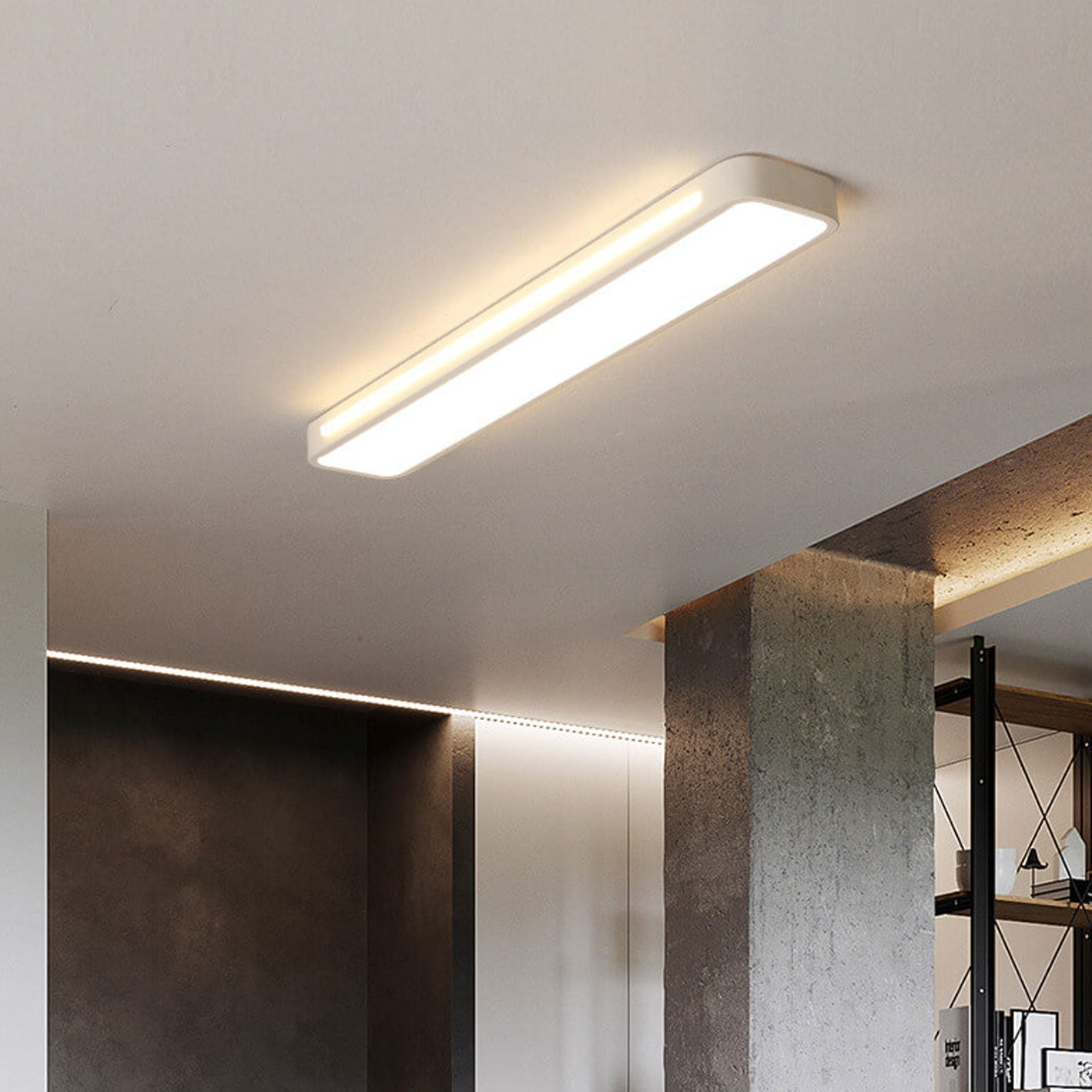 Nordic Minimalist Long LED Flush Mount Ceiling Light BulbSquare