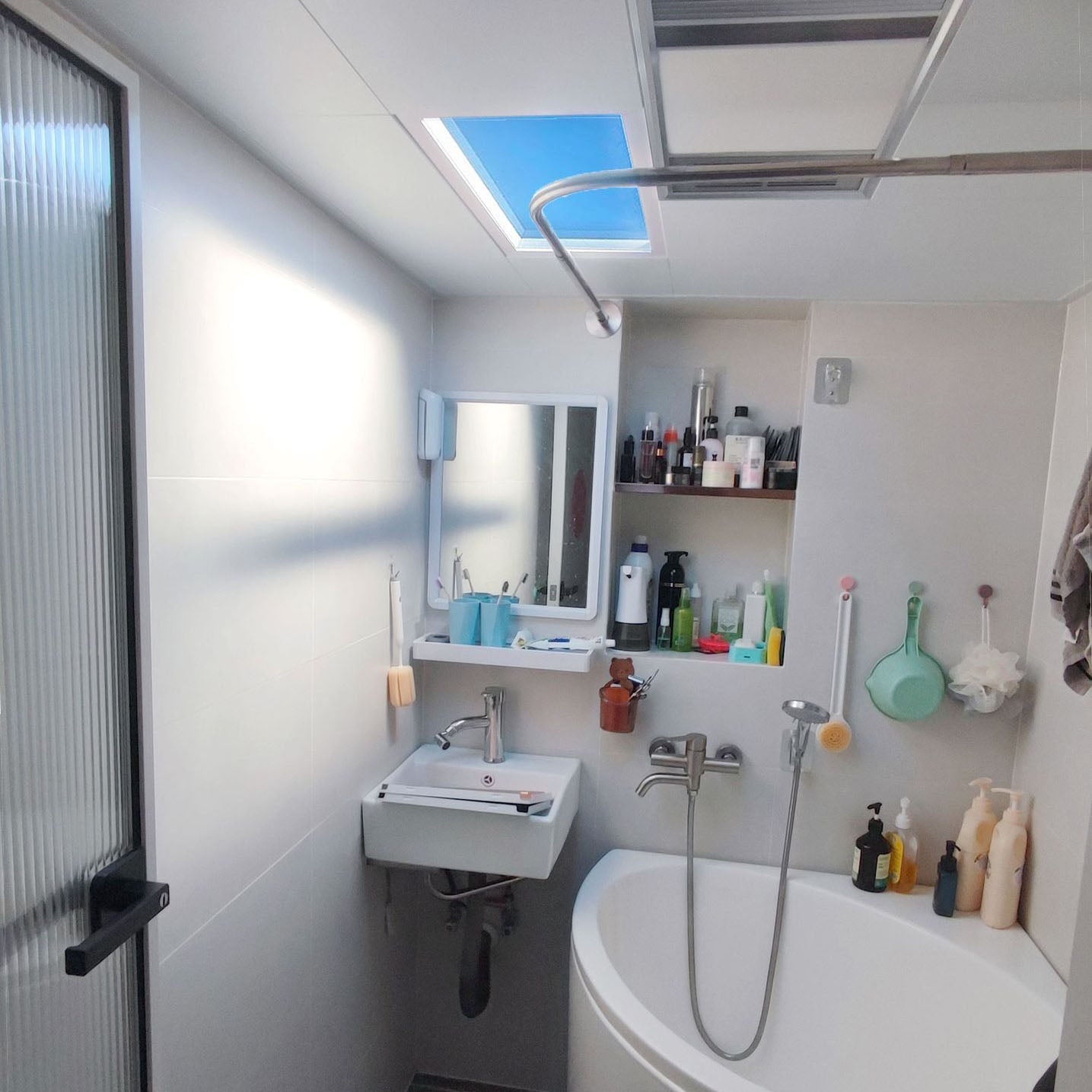 Modern Minimalist Smart Blue Sky Metal LED Flush Mount Ceiling Light for Living Room BulbSquare