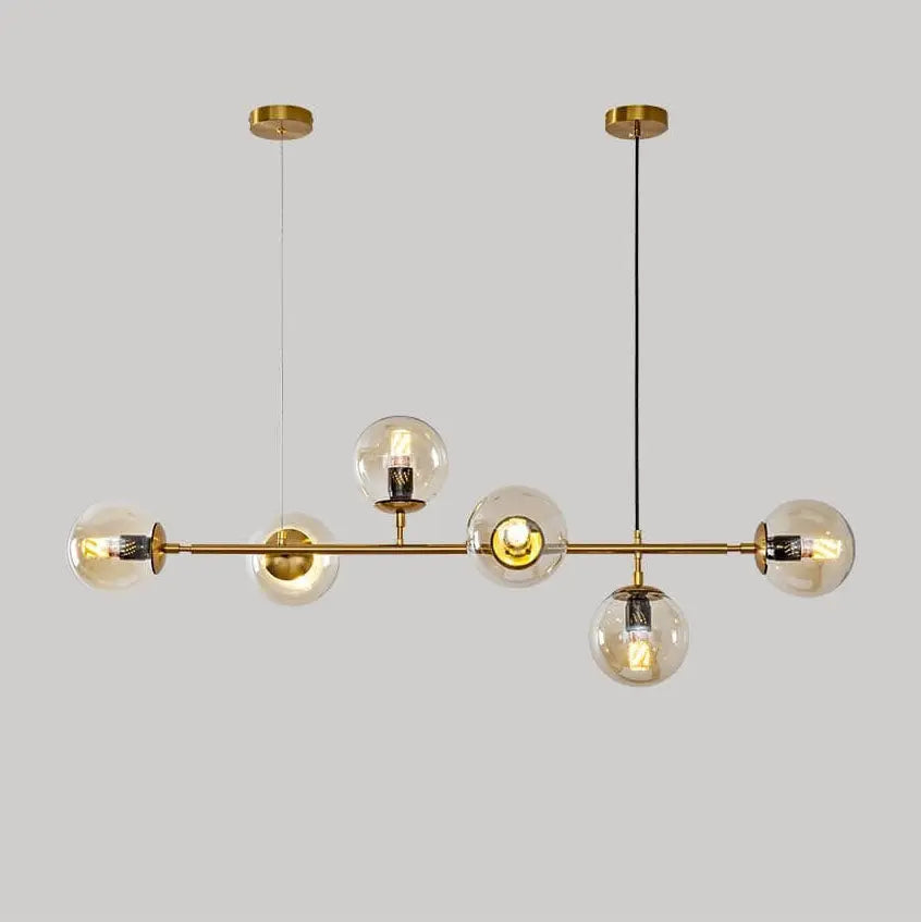 Nordic Minimalist Colorful Orb Metal Glass 6-light Island Light Chandelier BulbSquare