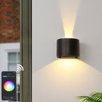 Simple Intelligent Cylindrical APP Dimming Waterproof LED Wall Sconce Lamp Lumendat