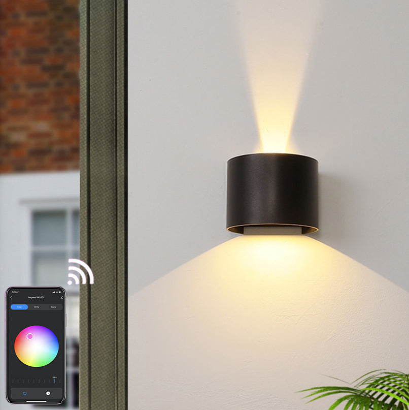 Simple Intelligent Cylindrical APP Dimming Waterproof LED Wall Sconce Lamp Lumendat