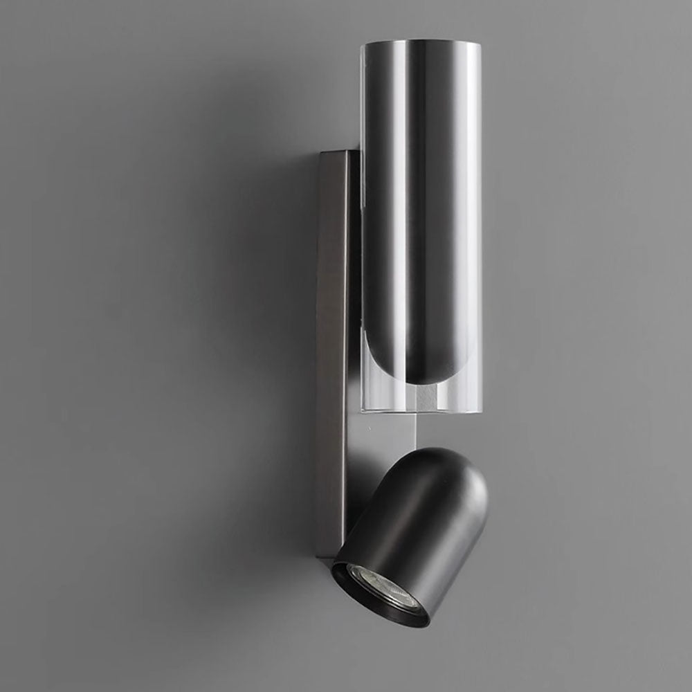 Modern Minimalist Rotatable Cylinder Metal Glass 2-Light Wall Sconce Lamp For Bedroom Lumendat