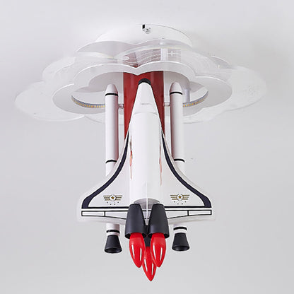 Contemporary Creative Iron Cartoon Aerospace Rocket Acrylic LED Kids Flush Mount Ceiling Light for Living Room