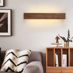 Traditional Chinese Striped Wood Cuboid LED Vanity Mirror Front Wall Sconce Lamp For Bathroom
