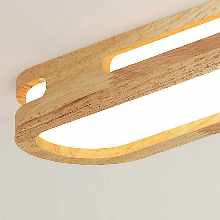 Nordic Minimalist Solid Wood Acrylic Ring LED Flush Mount Ceiling Light BulbSquare