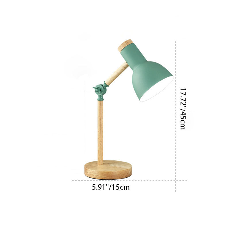 Contemporary Nordic Iron Semi-Circular Shade Wooden Base 1-Light Table Lamp For Study Lumendat