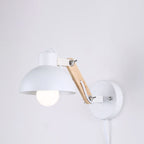 Modern Nordic Iron Semicircle Adjustable Wooden Lamp Arm 1-Light Wall Sconce Lamp Lumendat