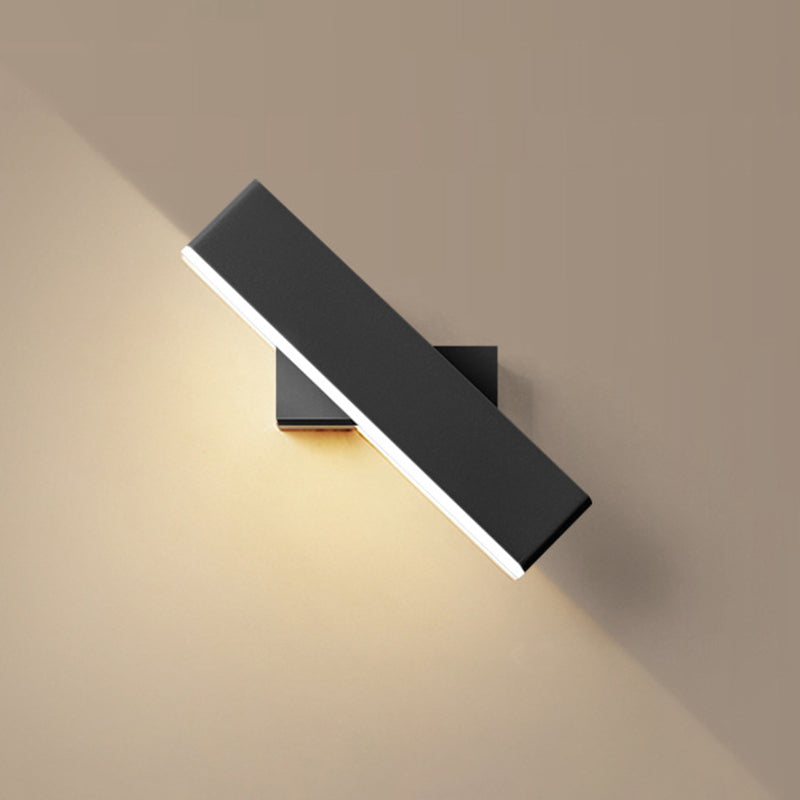 Modern Minimalist Rectangular Bar Aluminum Acrylic Rotatable LED Wall Sconce Lamp For Living Room Lumendat