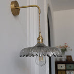 Modern Art Deco Iron Flower Glass Shade 1-Light Wall Sconce Lamp For Bedroom Lumendat