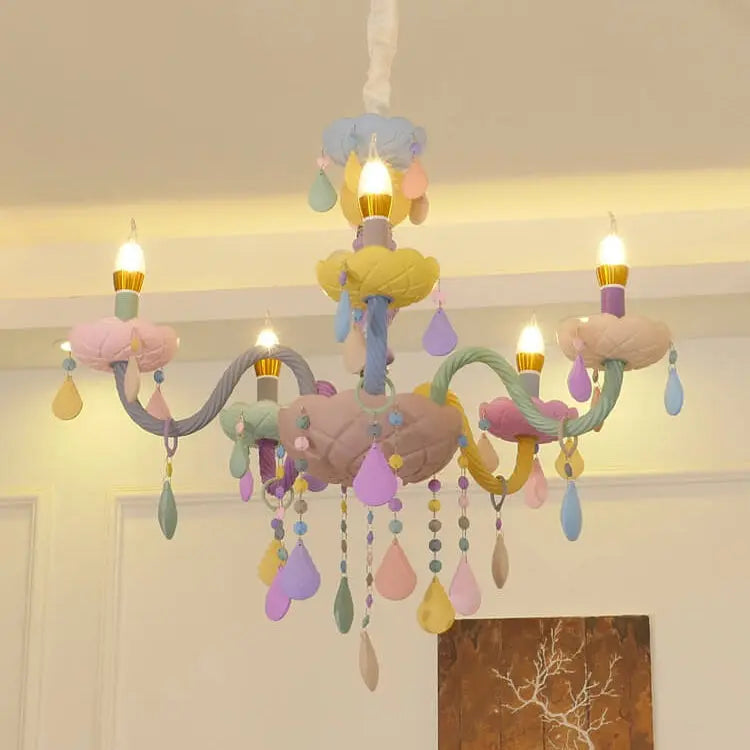 Modern Children's Princess Macaroon Candelabra Crystal Glass 5/6/8/10/12/15 Light Chandelier Lumendat