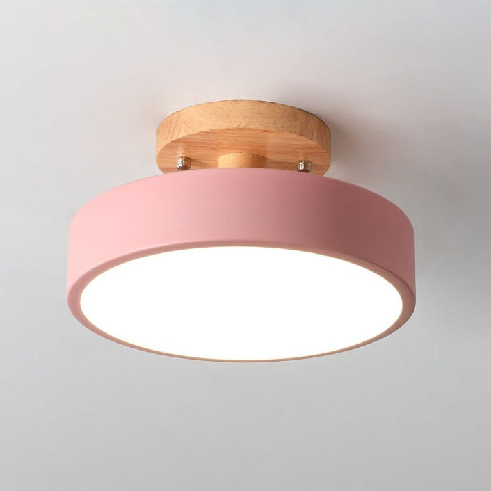 Nordic Log Round LED Semi-flush Mount Ceiling Light