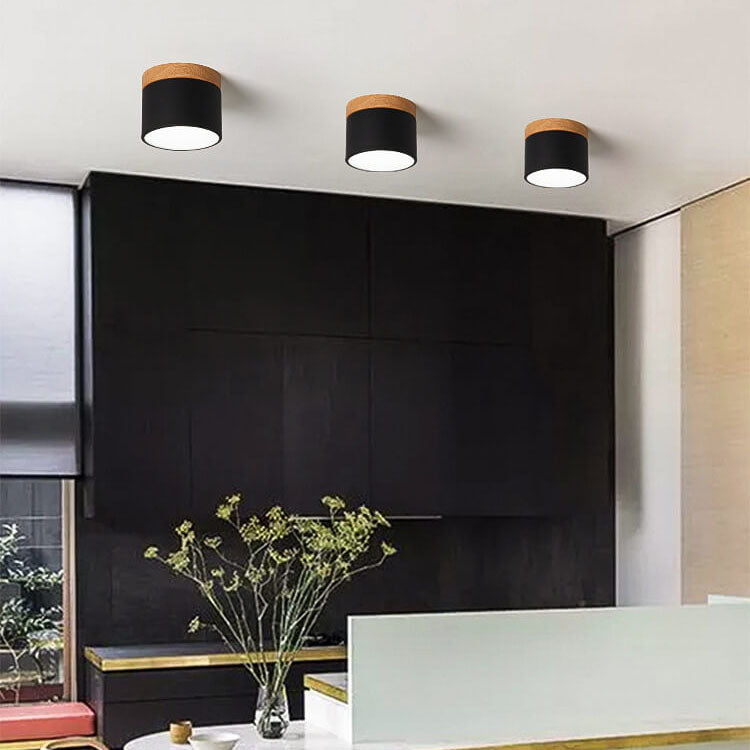 Scandinavian Macaroon Solid Color Log LED Flush Mount Ceiling Light BulbSquare