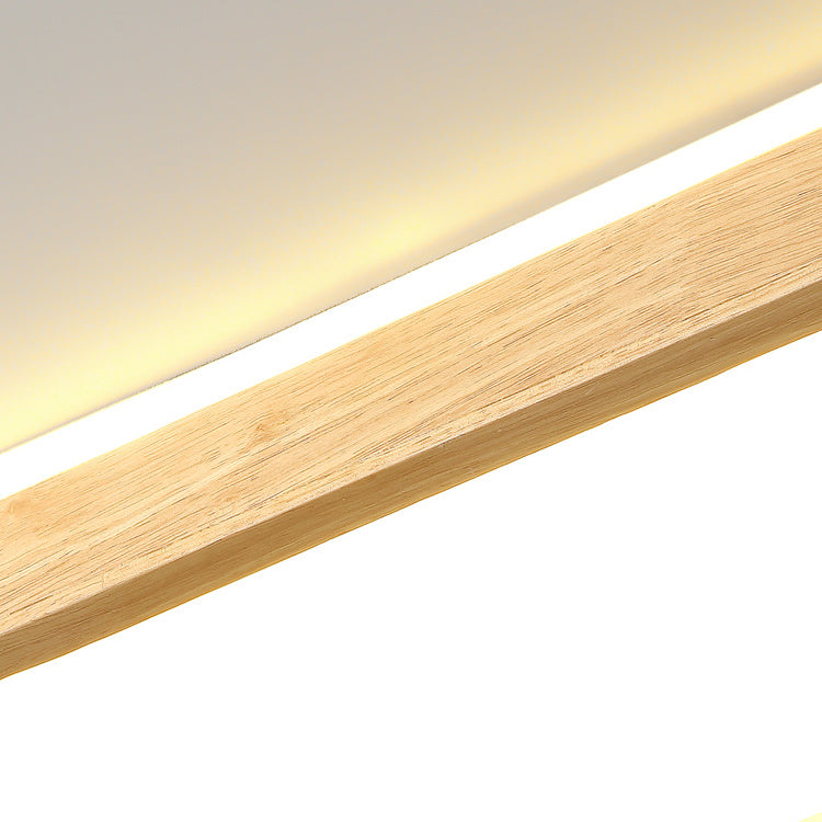 Traditional Japanese Rectangular Solid Wood Acrylic LED Flush Mount Ceiling Light For Living Room Lumendat