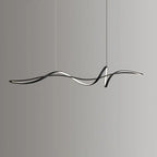 Modern Minimalist Wave Strip Line Iron Aluminium Silica LED Chandeliers Island Light for Dining Room Lumendat
