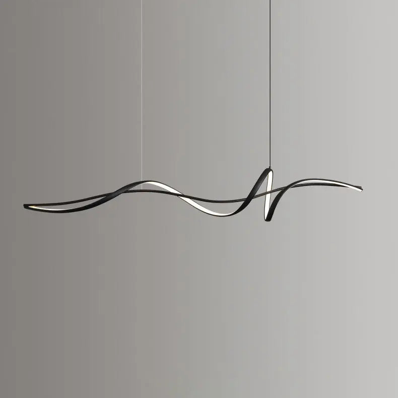 Modern Minimalist Wave Strip Line Iron Aluminium Silica LED Chandeliers Island Light for Dining Room Lumendat