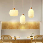 Traditional Japanese Log Solid Wood Strip Glass Jar 1/2/3 Light Island Pendant Light For Living Room Lumendat