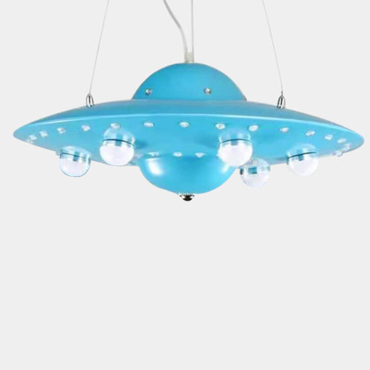 Lumendat Contemporary Creative Kids Spaceship Iron Glass LED Chandelier For Bedroom Lumendat