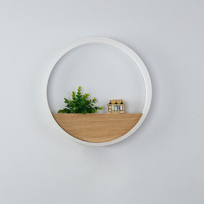 Creative Solid Wood Acrylic Storage Decoration Round LED Wall Sconce Lamp Lumendat