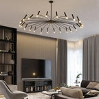 Contemporary Scandinavian Round Radioactive Iron Aluminum 12/24 Light Chandelier for Living Room Lumendat