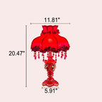 European Wedding Red Fabric Tassel Resin 1-Light Table Lamp Lumendat