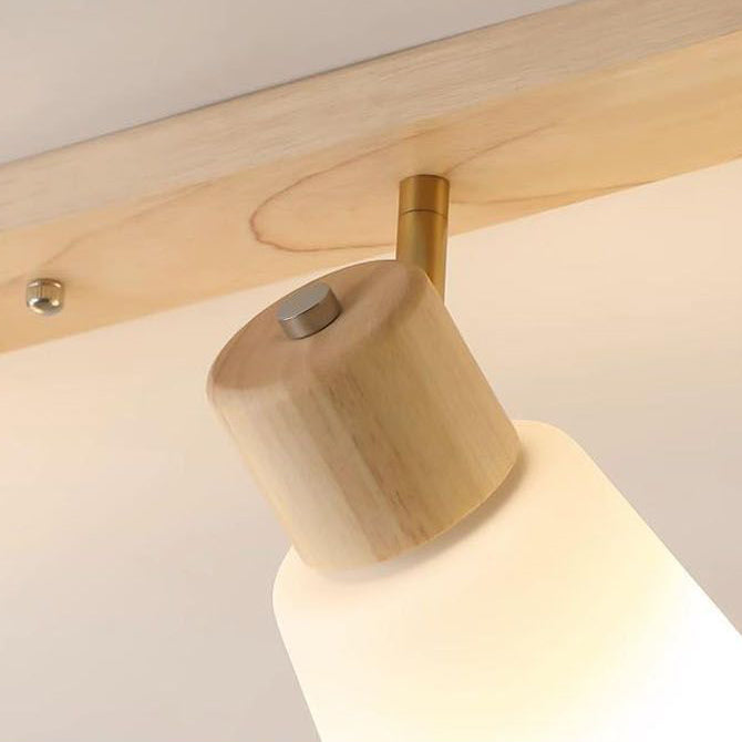 Traditional Vintage Wood Glass Trumpet Shade 1/2/3/4-light Semi-flush Mount Ceiling Light for Living Room