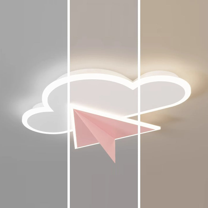 Lumendat Modern Art Deco Kids Iron Acrylic Cloud Plane LED Flush Mount Ceiling Light For Bedroom Lumendat